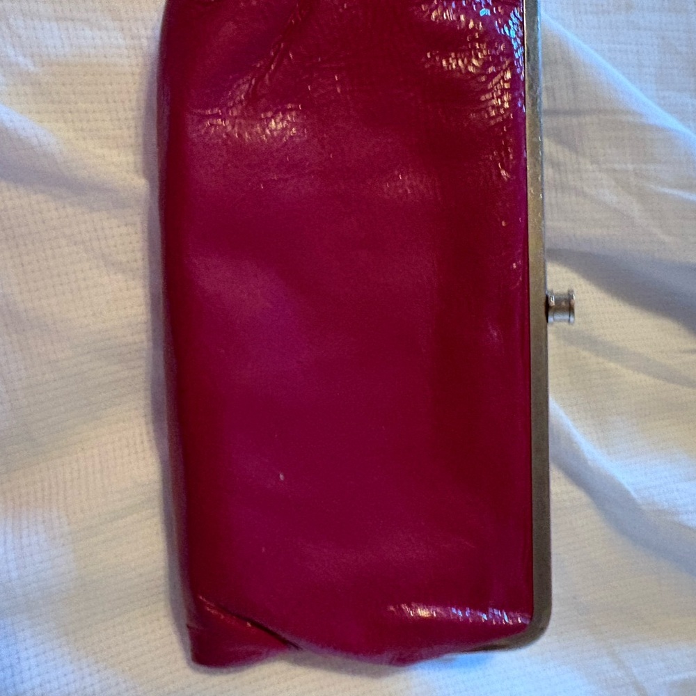 Hobo patent leather wallet pink / reddish color similar to a raspberry. EUC!!